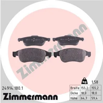 Jeu de 4 plaquettes de frein avant ZIMMERMANN 24914.180.1