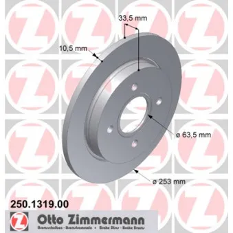 Jeu de 2 disques de frein arrière ZIMMERMANN 250.1319.00