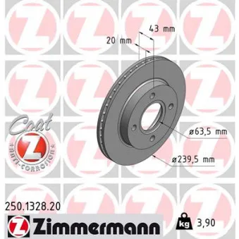 Jeu de 2 disques de frein avant ZIMMERMANN 250.1328.20