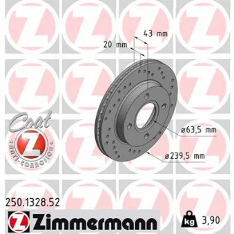 Jeu de 2 disques de frein avant ZIMMERMANN 250.1328.52