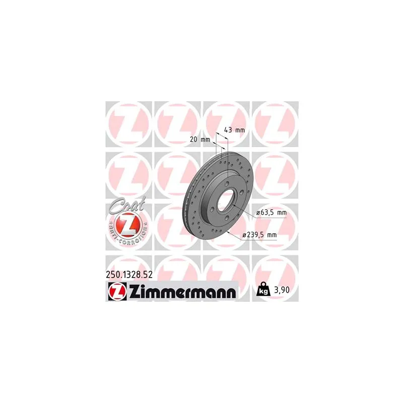 Jeu de 2 disques de frein avant ZIMMERMANN 250.1328.52