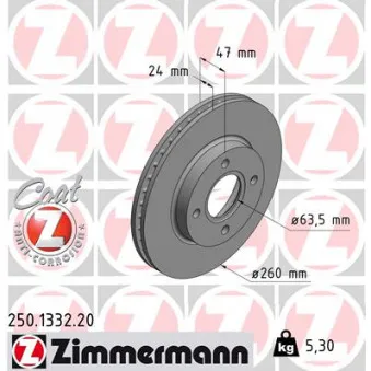 Jeu de 2 disques de frein avant ZIMMERMANN 250.1332.20