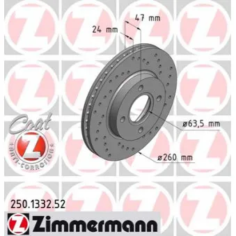 Jeu de 2 disques de frein avant ZIMMERMANN 250.1332.52