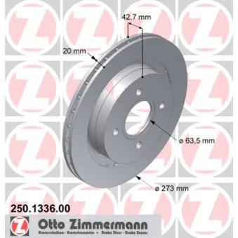 Jeu de 2 disques de frein arrière ZIMMERMANN 250.1336.00