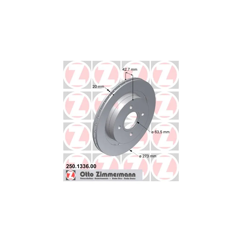 Jeu de 2 disques de frein arrière ZIMMERMANN 250.1336.00
