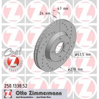 Jeu de 2 disques de frein avant ZIMMERMANN 250.1338.52