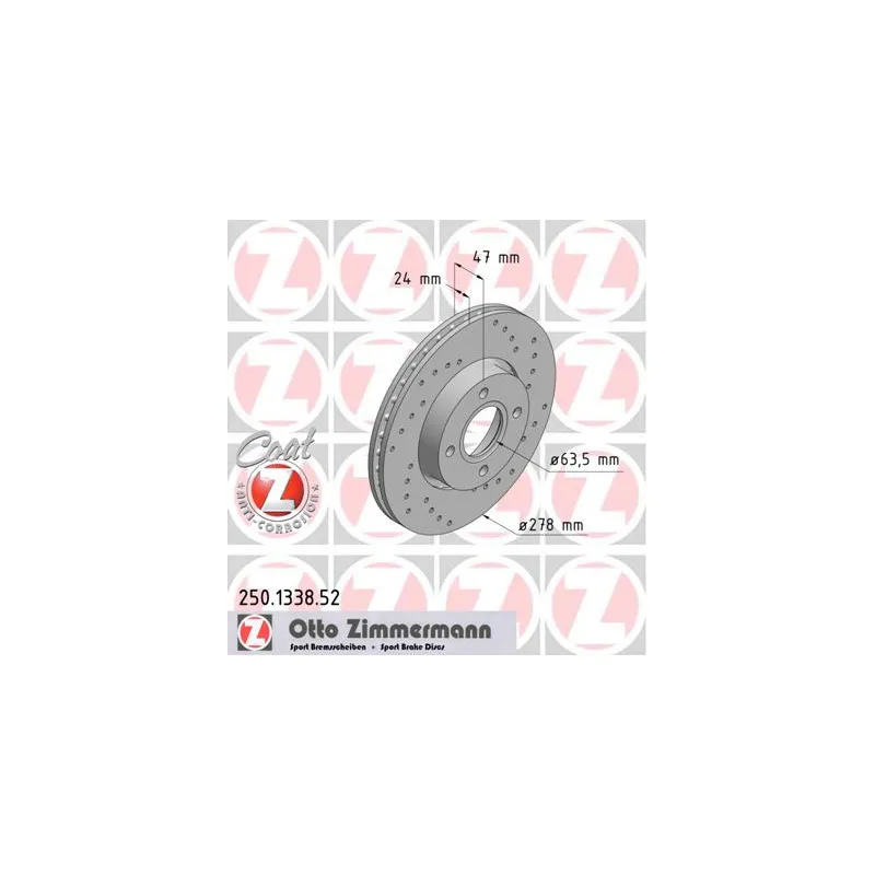 Jeu de 2 disques de frein avant ZIMMERMANN 250.1338.52