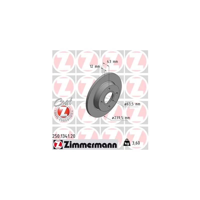 Jeu de 2 disques de frein avant ZIMMERMANN 250.1341.20