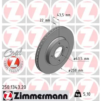 Jeu de 2 disques de frein avant ZIMMERMANN 250.1343.20