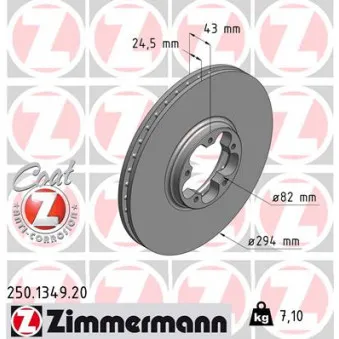Jeu de 2 disques de frein avant ZIMMERMANN 250.1349.20