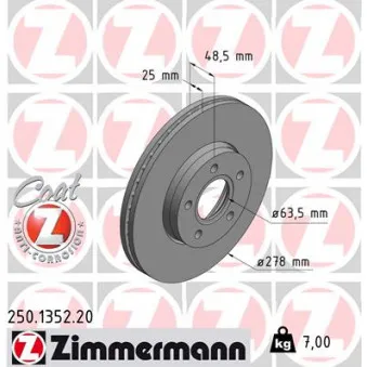 Jeu de 2 disques de frein avant ZIMMERMANN 250.1352.20