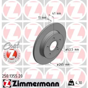 Jeu de 2 disques de frein arrière ZIMMERMANN 250.1355.20