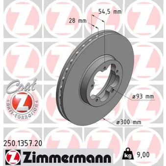 Jeu de 2 disques de frein avant ZIMMERMANN 250.1357.20