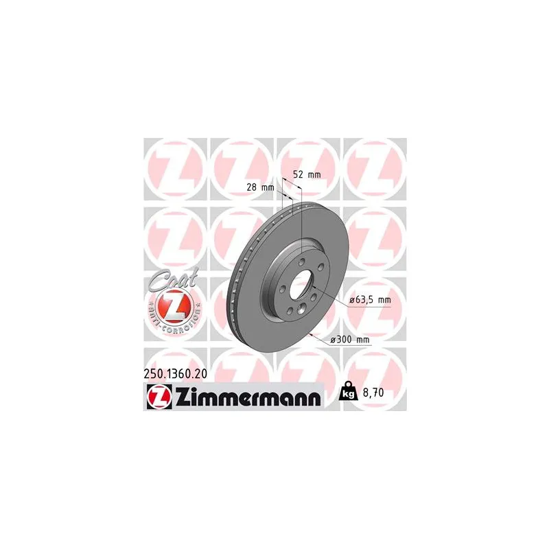 Jeu de 2 disques de frein avant ZIMMERMANN 250.1360.20