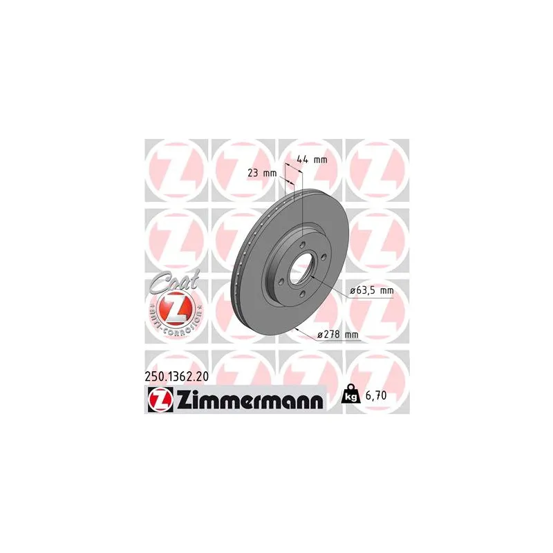 Jeu de 2 disques de frein avant ZIMMERMANN 250.1362.20
