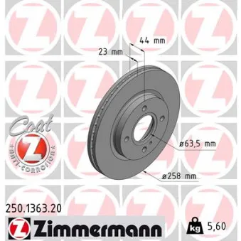 Jeu de 2 disques de frein avant ZIMMERMANN 250.1363.20