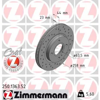 Jeu de 2 disques de frein avant ZIMMERMANN 250.1363.52