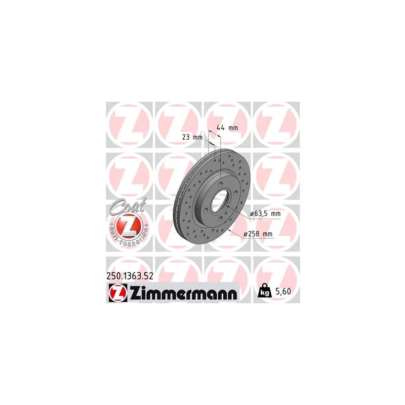 Jeu de 2 disques de frein avant ZIMMERMANN 250.1363.52
