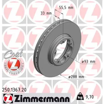 Jeu de 2 disques de frein avant ZIMMERMANN 250.1367.20