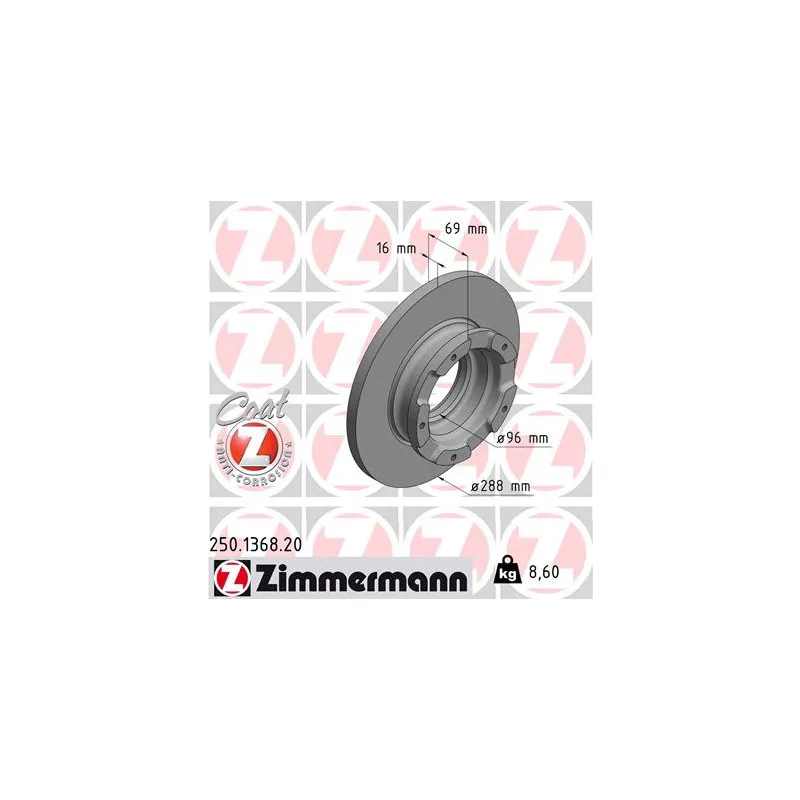 Jeu de 2 disques de frein arrière ZIMMERMANN 250.1368.20