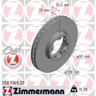 Jeu de 2 disques de frein avant ZIMMERMANN 250.1369.20