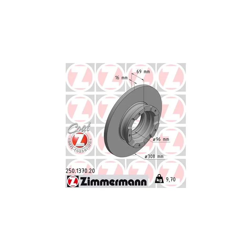 Jeu de 2 disques de frein arrière ZIMMERMANN 250.1370.20