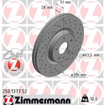 Jeu de 2 disques de frein avant ZIMMERMANN 250.1377.52