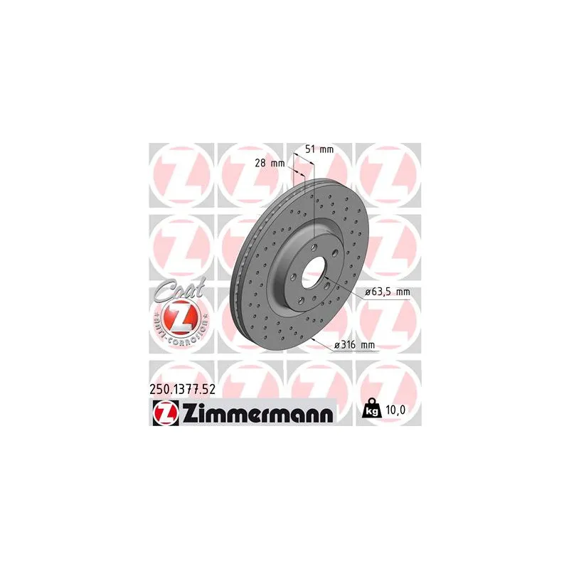 Jeu de 2 disques de frein avant ZIMMERMANN 250.1377.52