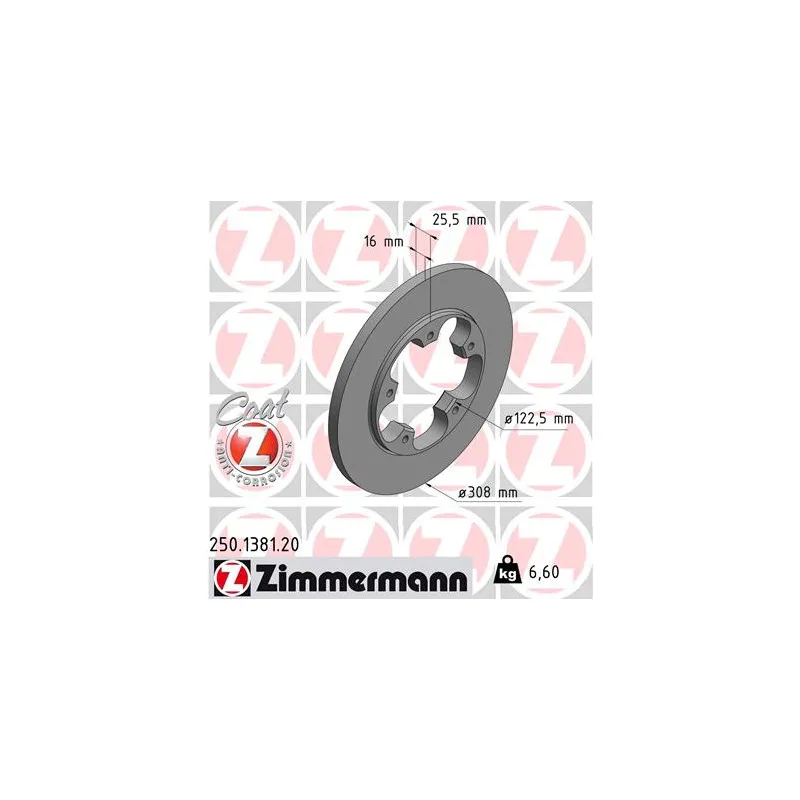 Jeu de 2 disques de frein arrière ZIMMERMANN 250.1381.20