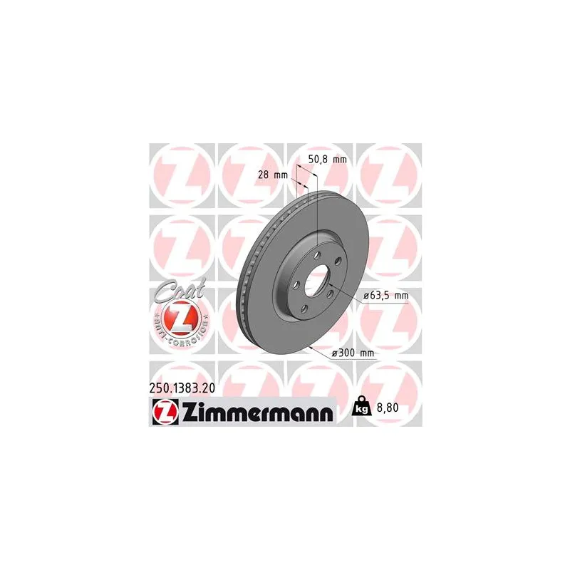 Jeu de 2 disques de frein avant ZIMMERMANN 250.1383.20