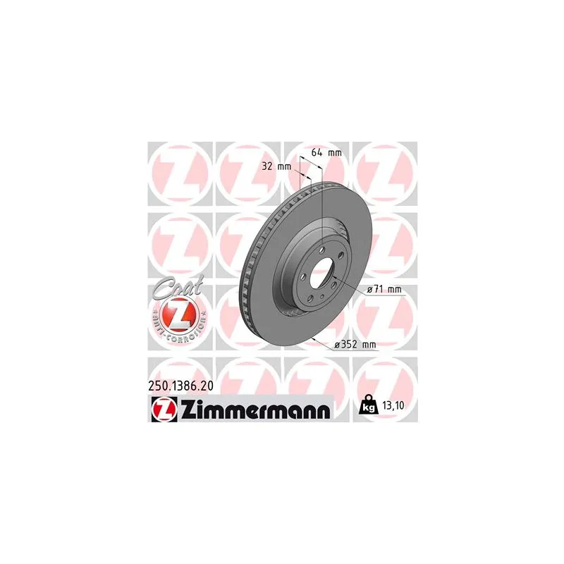 Jeu de 2 disques de frein avant ZIMMERMANN 250.1386.20
