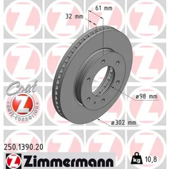 Jeu de 2 disques de frein avant ZIMMERMANN 250.1390.20