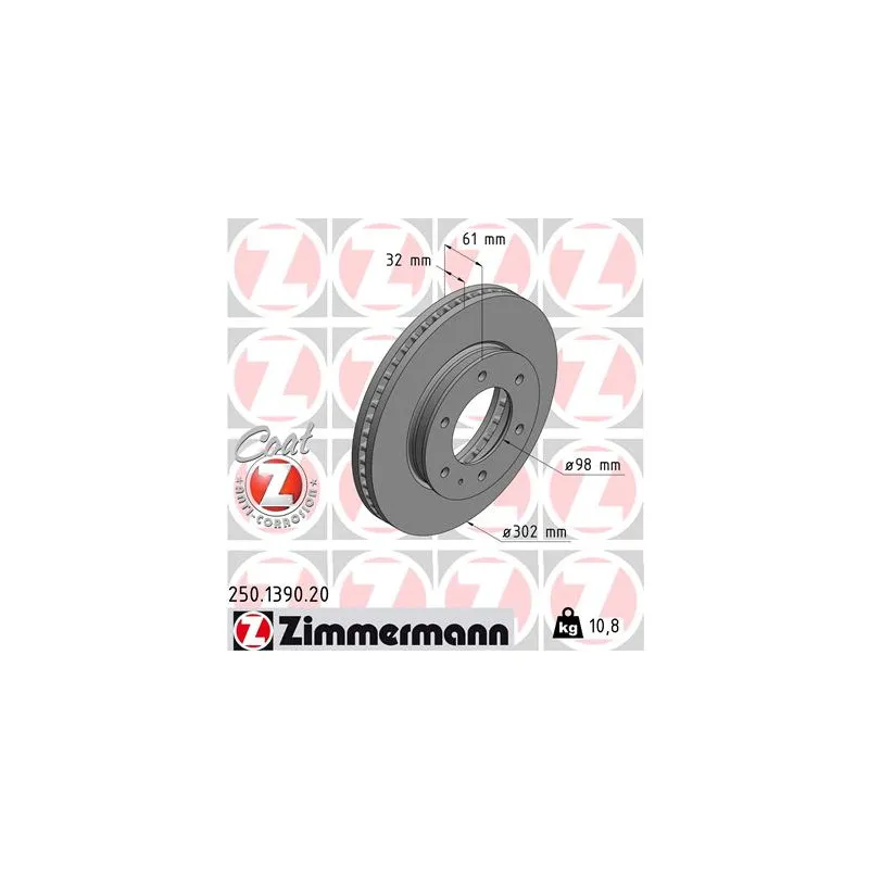 Jeu de 2 disques de frein avant ZIMMERMANN 250.1390.20