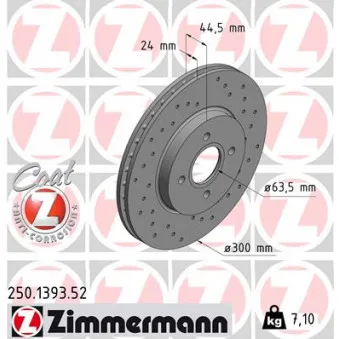 Jeu de 2 disques de frein avant ZIMMERMANN 250.1393.52