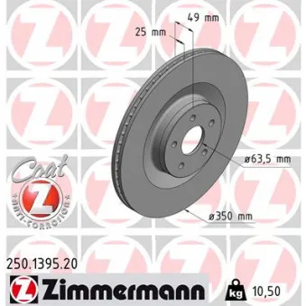 Jeu de 2 disques de frein avant ZIMMERMANN 250.1395.20