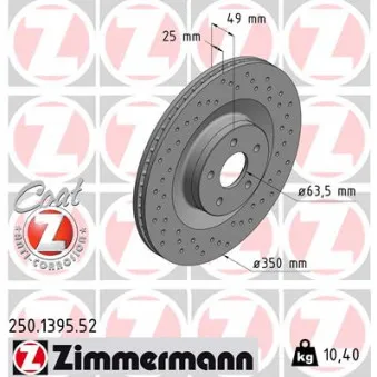 Jeu de 2 disques de frein avant ZIMMERMANN 250.1395.52