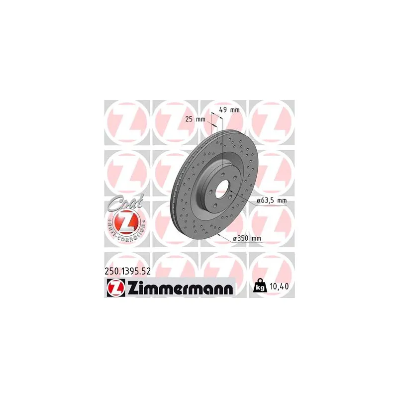 Jeu de 2 disques de frein avant ZIMMERMANN 250.1395.52