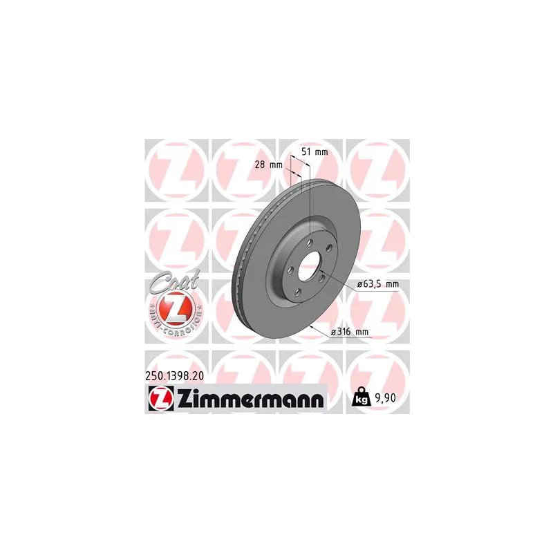 Jeu de 2 disques de frein avant ZIMMERMANN 250.1398.20