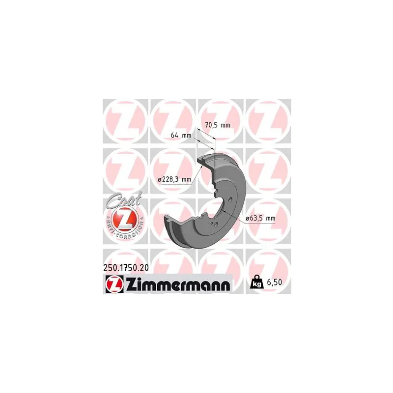 Tambour de frein ZIMMERMANN 250.1750.20