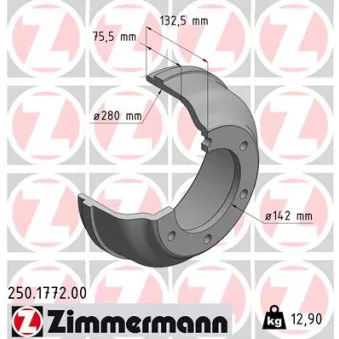 Tambour de frein ZIMMERMANN 250.1772.00