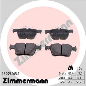 Jeu de 4 plaquettes de frein arrière ZIMMERMANN 25009.165.1