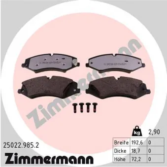 Jeu de 4 plaquettes de frein avant ZIMMERMANN 25022.985.2