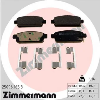 Jeu de 4 plaquettes de frein arrière ZIMMERMANN 25096.165.3