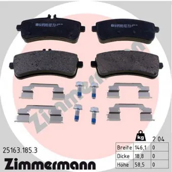 Jeu de 4 plaquettes de frein arrière ZIMMERMANN 25163.185.3