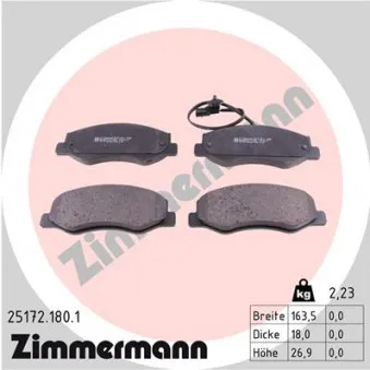 Jeu de 4 plaquettes de frein arrière ZIMMERMANN 25172.180.1
