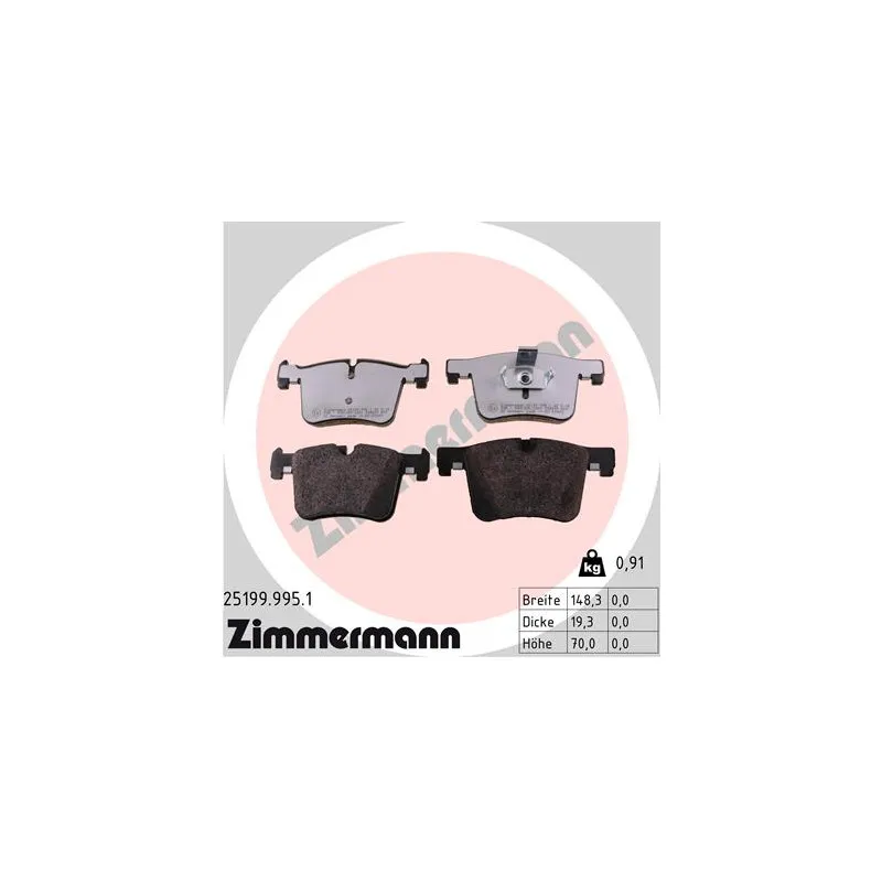 Jeu de 4 plaquettes de frein avant ZIMMERMANN 25199.995.1