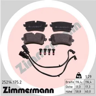 Jeu de 4 plaquettes de frein arrière ZIMMERMANN 25214.175.2