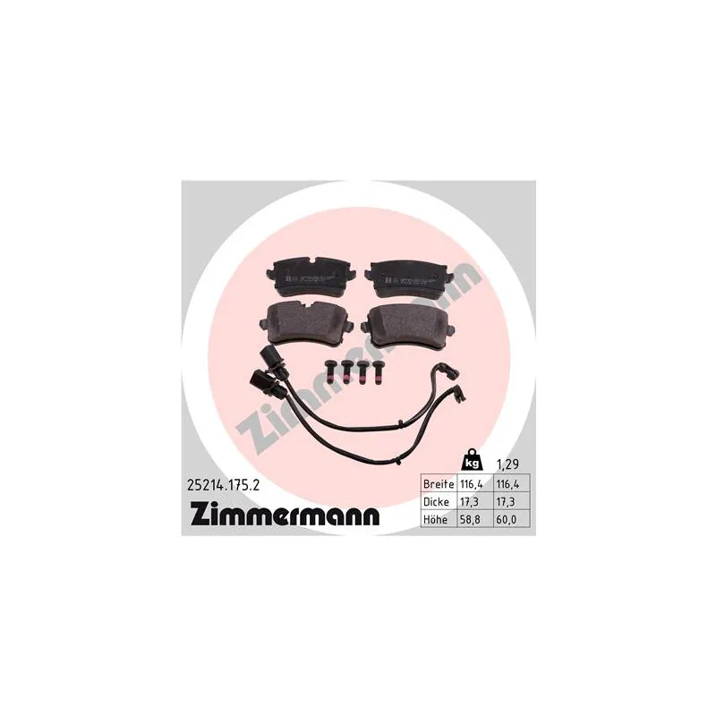 Jeu de 4 plaquettes de frein arrière ZIMMERMANN 25214.175.2