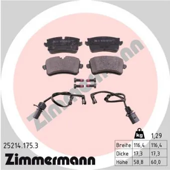 Jeu de 4 plaquettes de frein arrière ZIMMERMANN 25214.175.3