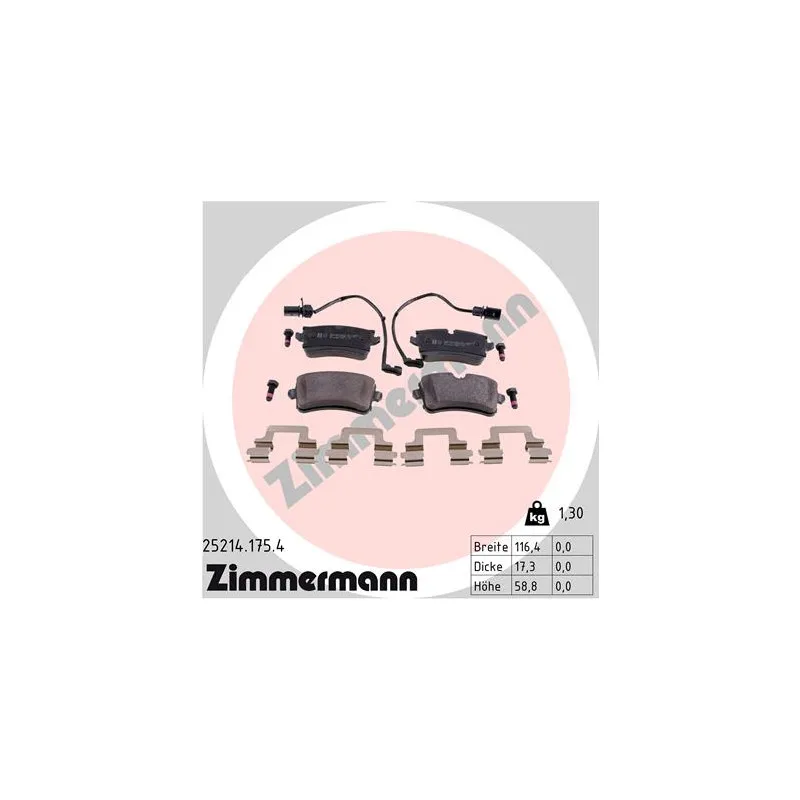 Jeu de 4 plaquettes de frein arrière ZIMMERMANN 25214.175.4